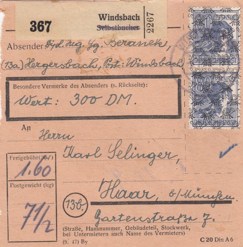 Bizone paketkarte windsbach - bizone,